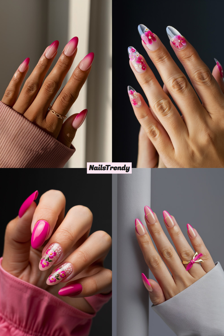Simple summer nails hot pink