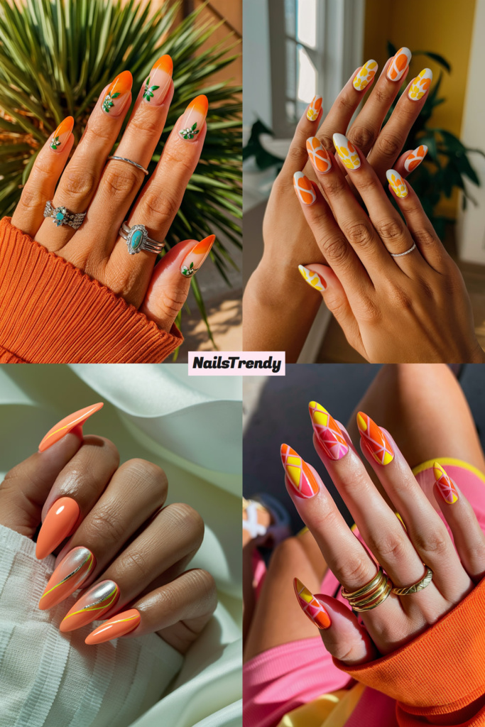 Summer nails orange designs