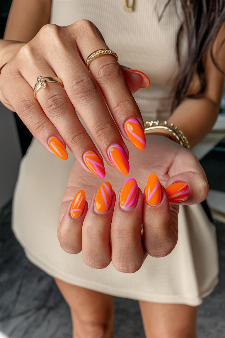 summer nails orange