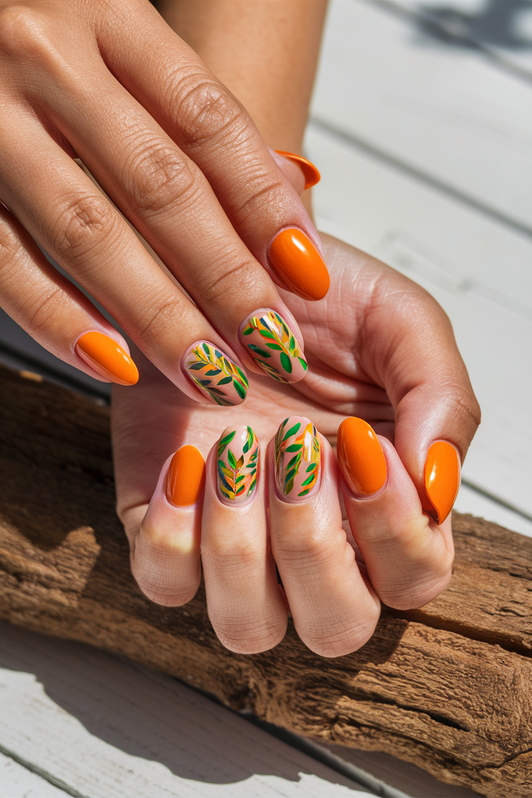 summer nails orange