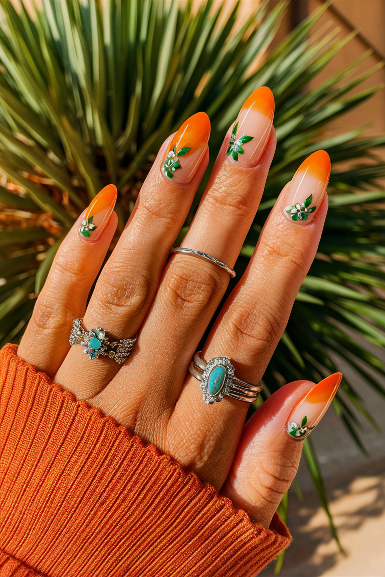 summer nails orange