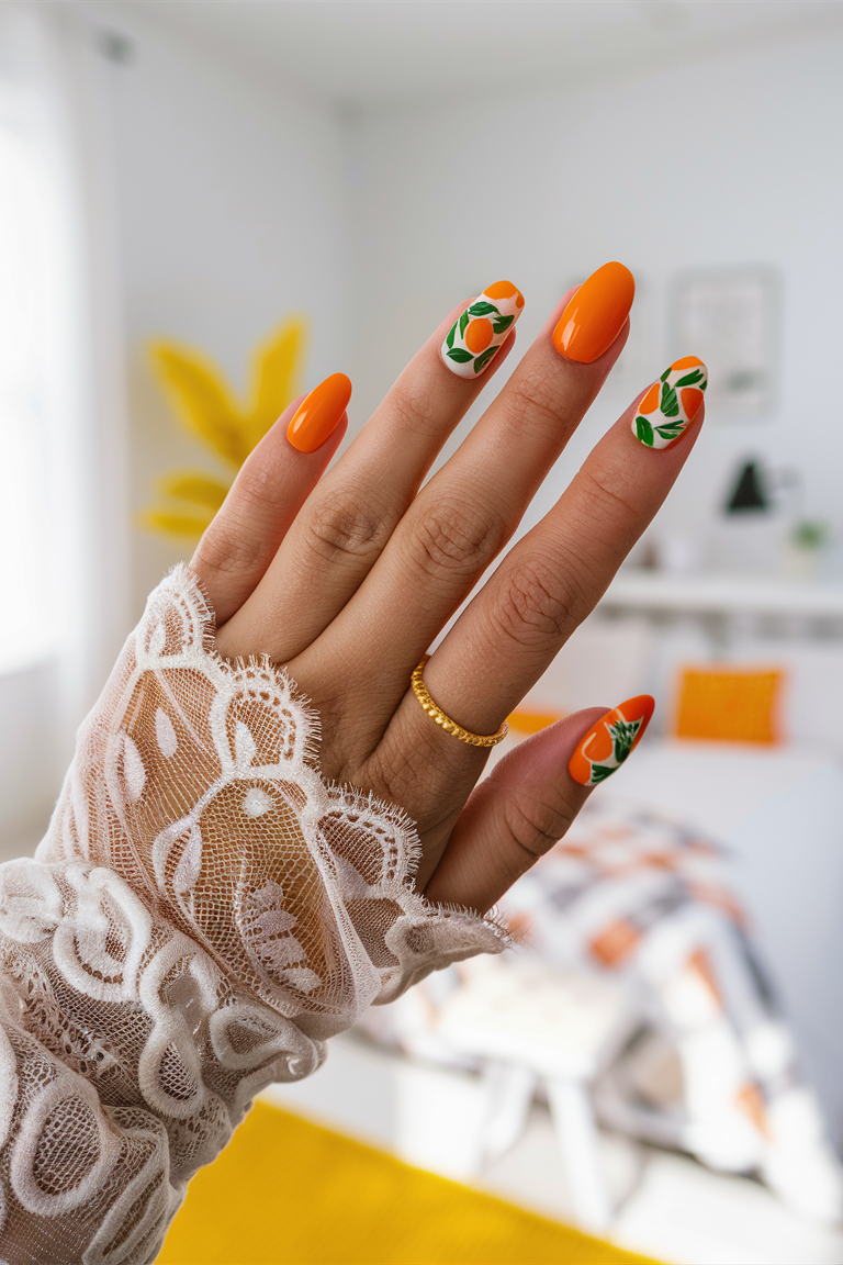 summer nails orange