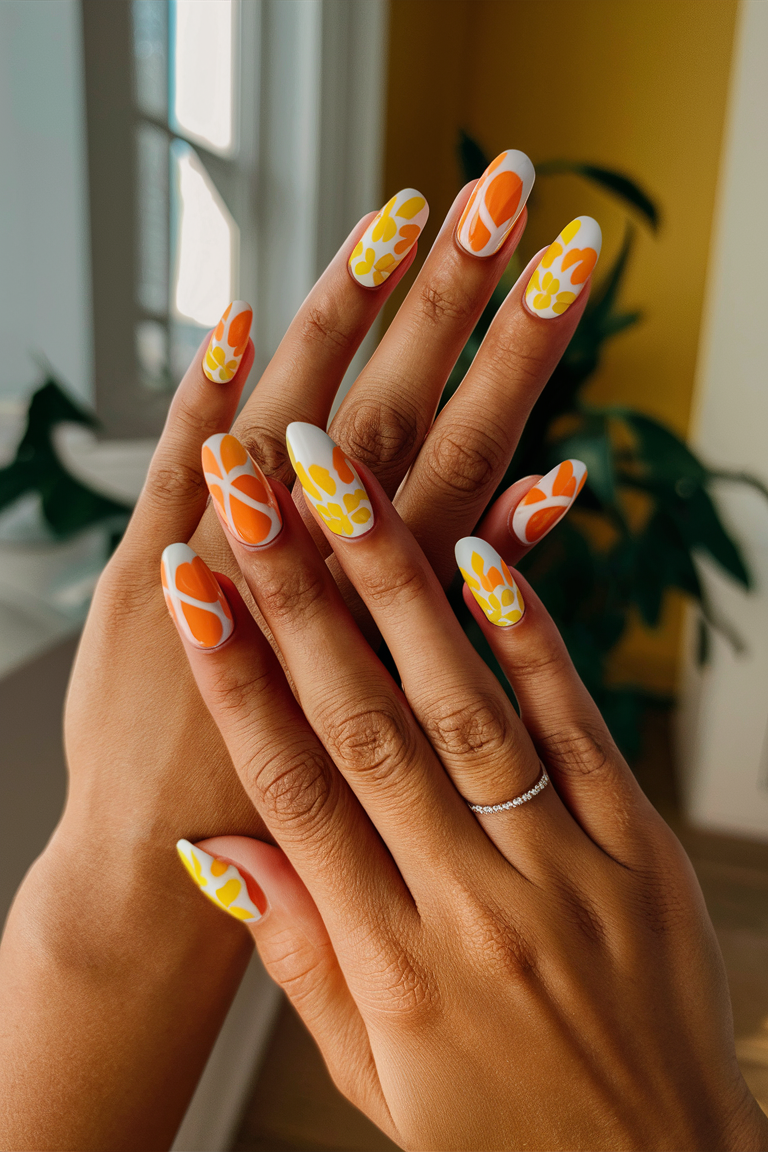 summer nails orange