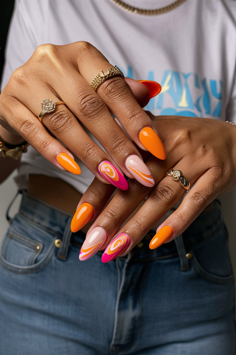 summer nails orange