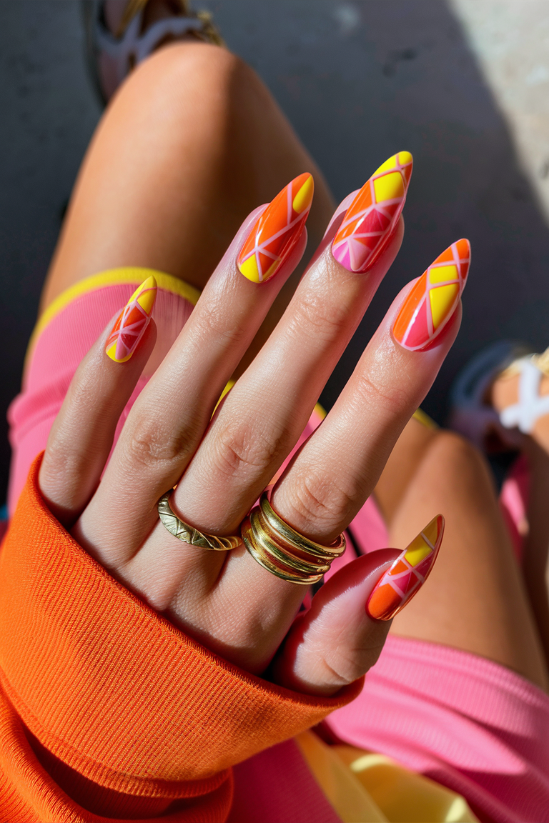 summer nails orange