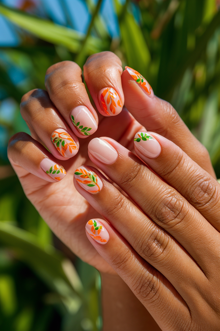 summer nails orange