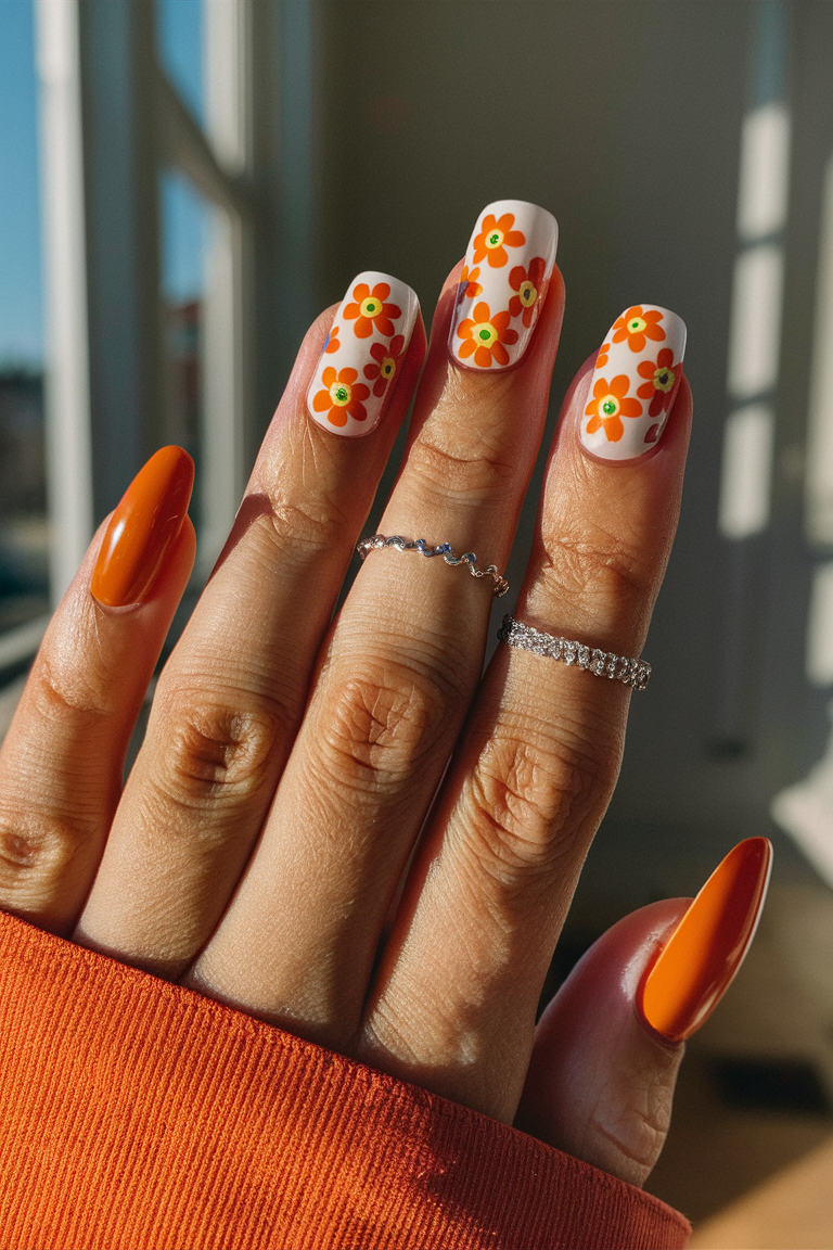 summer nails orange
